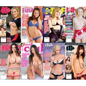 June 2026 adult magazine covers: 40+ 49, 50+ MILFs 78, 18+ 71, Lollypops 76, Club Confidential 68, Club 367, Finally 18 367, and High Society 368. Featuring cover models Brandi Love, Ava Addams, Dani Daniels, Autumn Falls, Nina Hartley, Phoenix Marie, Anastasia Knight, and Marica Hase.